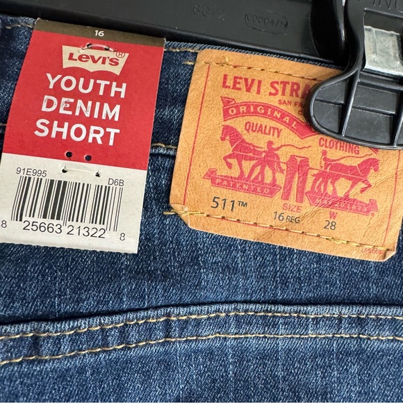Levis 511 Youth Boys Denim Shorts Adjustable Stretch Waist‎ NWT  Size 16 - Picture 3 of 6